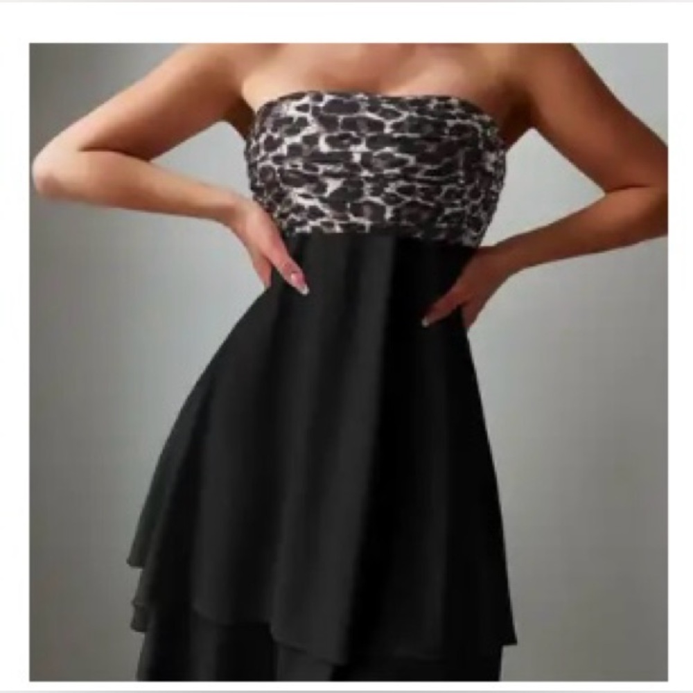 Zaful Sexy Black / Leopard Mini Tube Dress Size XL NWT